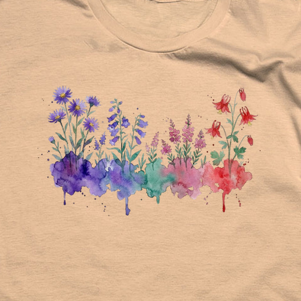 Watercolor Mount Rainier Wildflowers T-Shirt