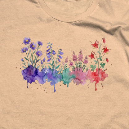Watercolor Mount Rainier Wildflowers T-Shirt