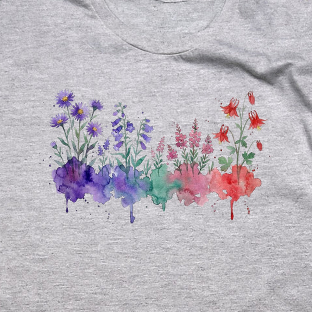 Watercolor Mount Rainier Wildflowers T-Shirt