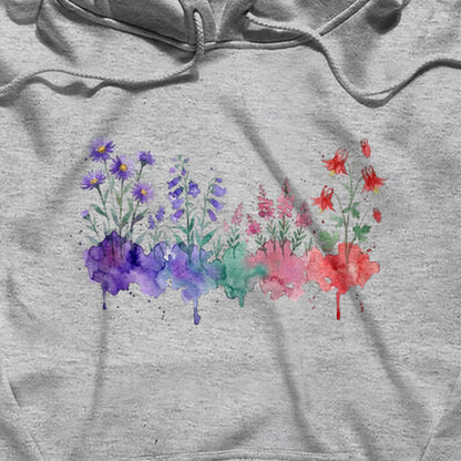 Watercolor Mount Rainier Wildflowers Hoodie