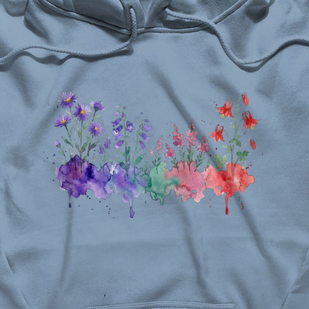Watercolor Mount Rainier Wildflowers Hoodie
