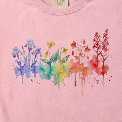 Watercolor New River Gorge Wildflowers Cotton T-Shirt