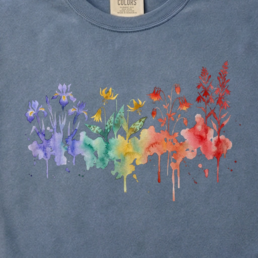 Watercolor New River Gorge Wildflowers Cotton T-Shirt