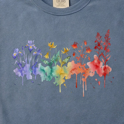 Watercolor New River Gorge Wildflowers Cotton T-Shirt