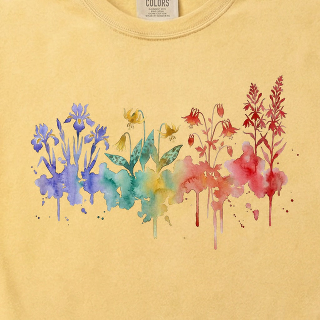 Watercolor New River Gorge Wildflowers Cotton T-Shirt