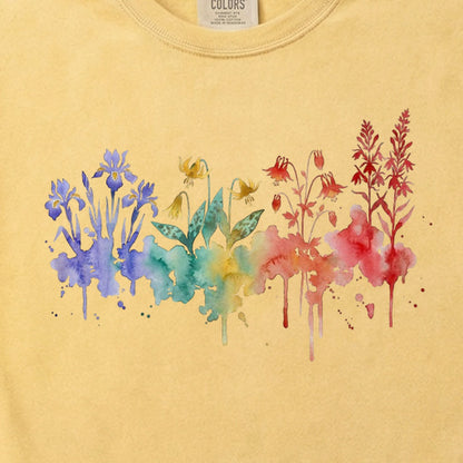 Watercolor New River Gorge Wildflowers Cotton T-Shirt
