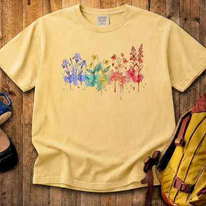 Watercolor New River Gorge Wildflowers Cotton T-Shirt