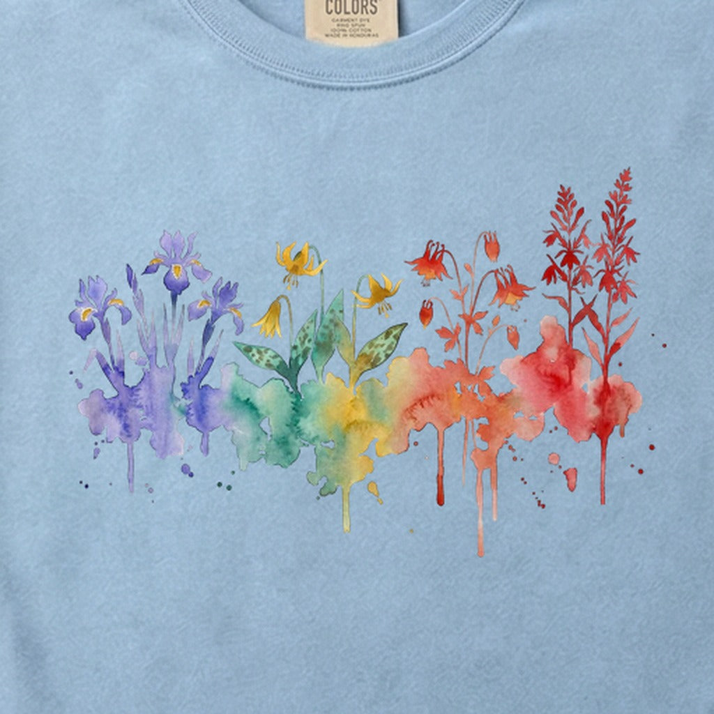 Watercolor New River Gorge Wildflowers Cotton T-Shirt