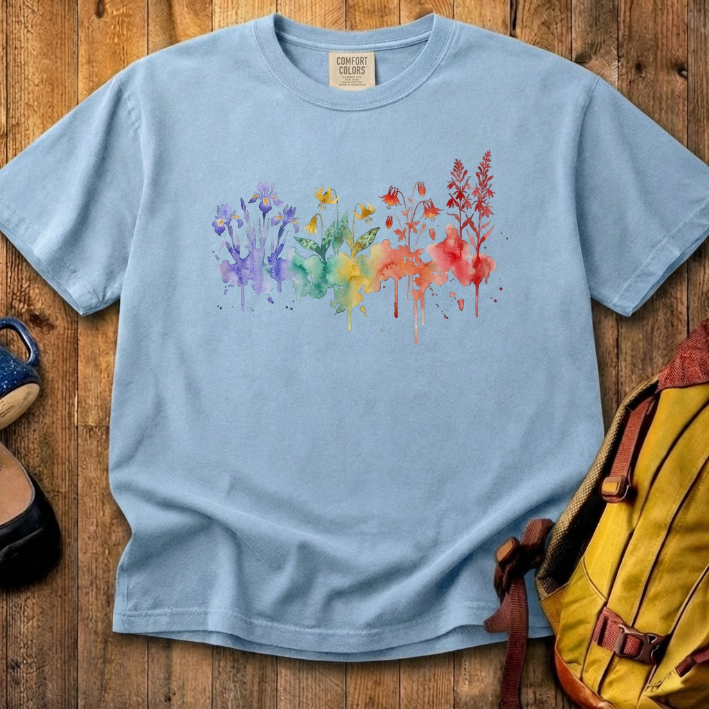 Watercolor New River Gorge Wildflowers Cotton T-Shirt