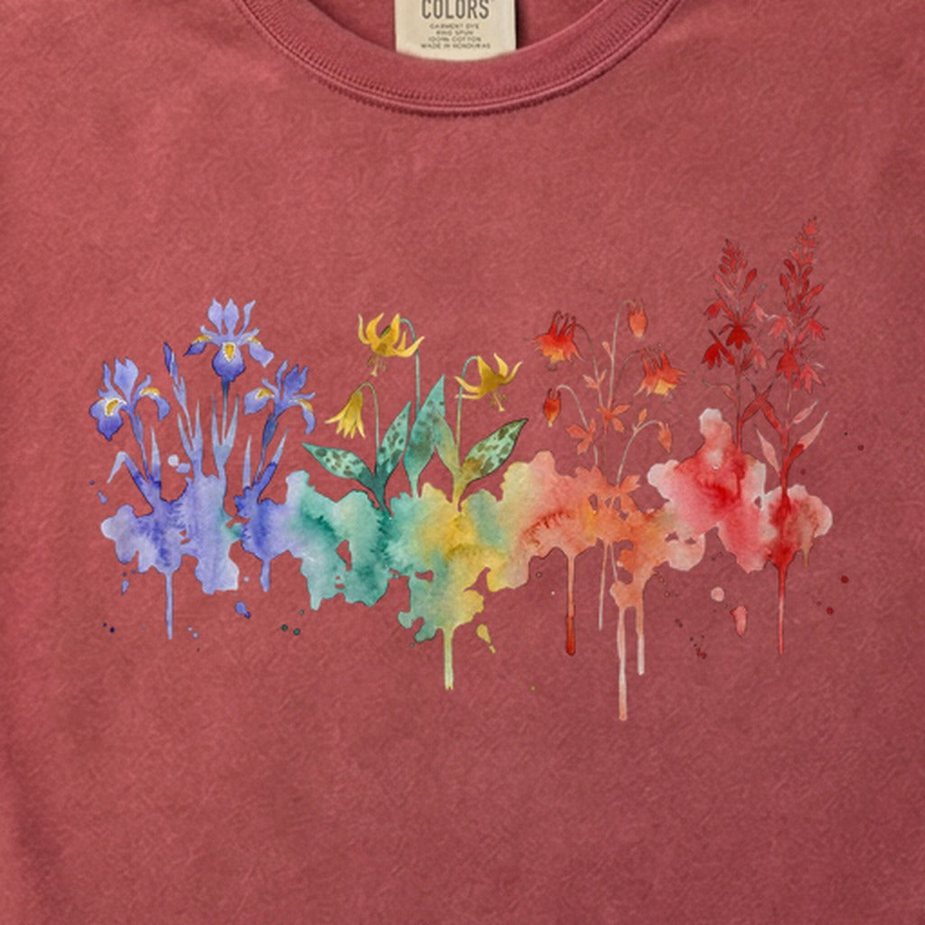 Watercolor New River Gorge Wildflowers Cotton T-Shirt