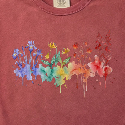 Watercolor New River Gorge Wildflowers Cotton T-Shirt