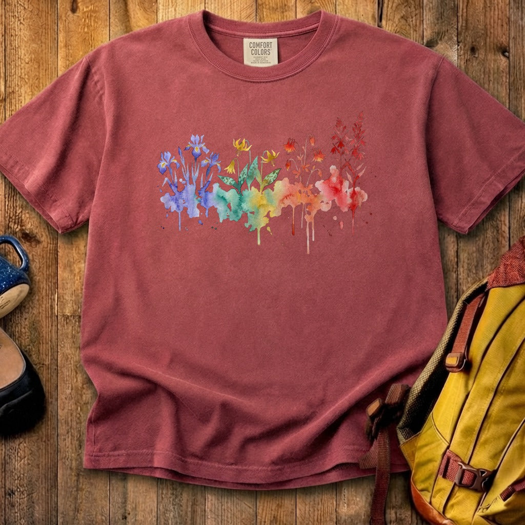 Watercolor New River Gorge Wildflowers Cotton T-Shirt