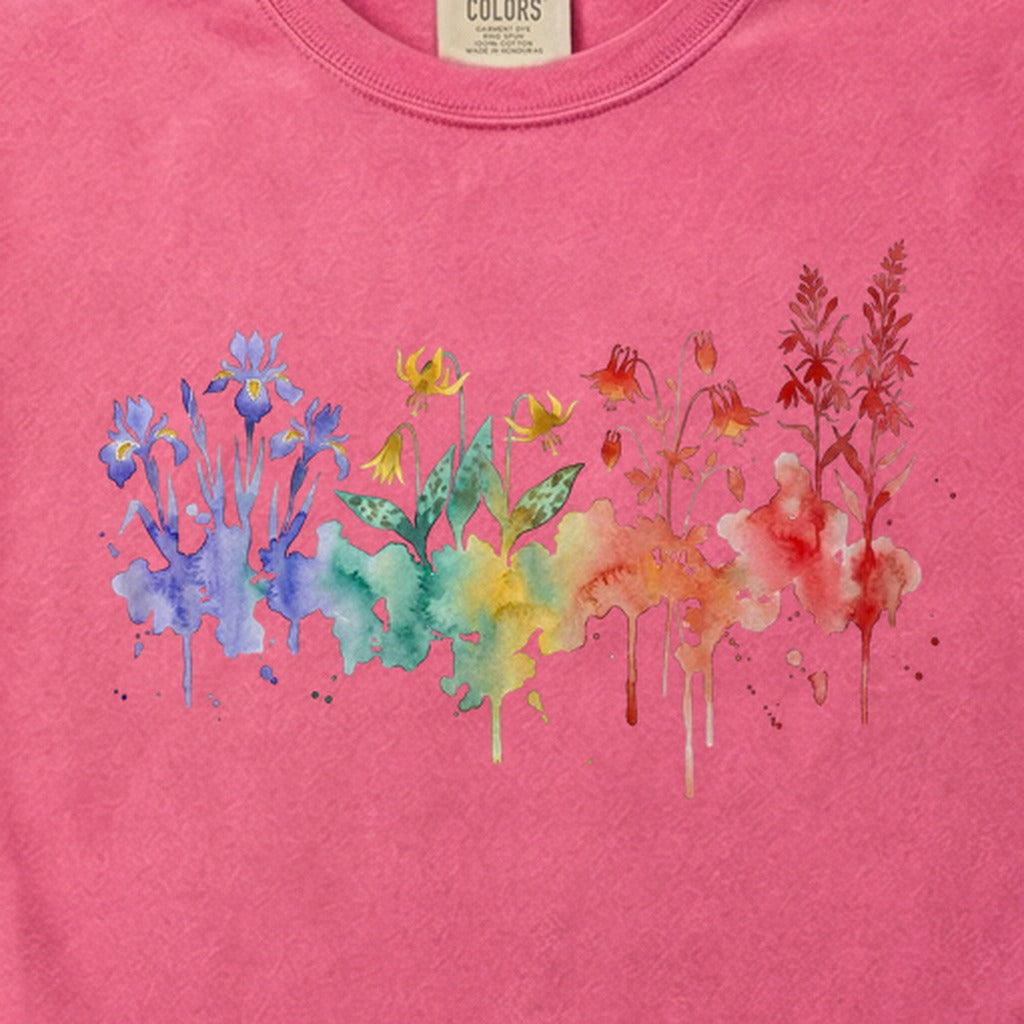 Watercolor New River Gorge Wildflowers Cotton T-Shirt
