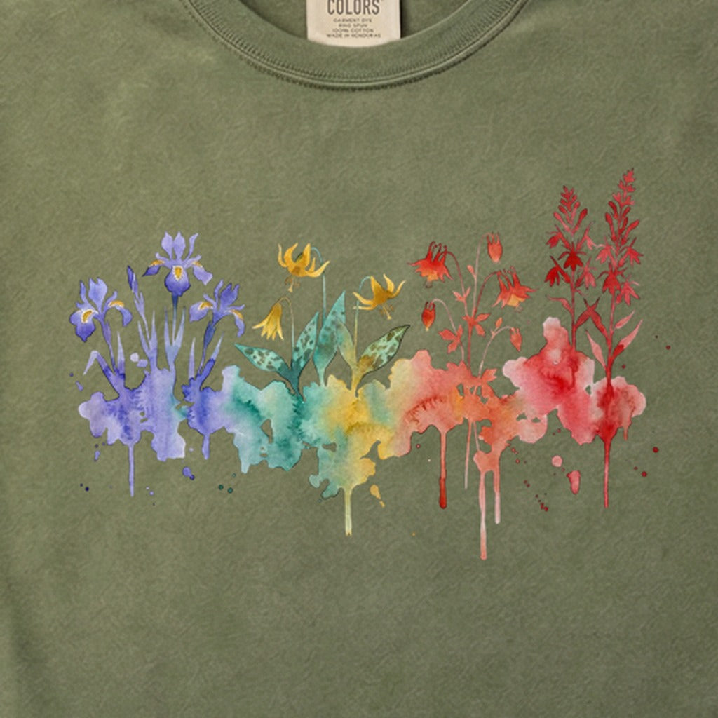Watercolor New River Gorge Wildflowers Cotton T-Shirt