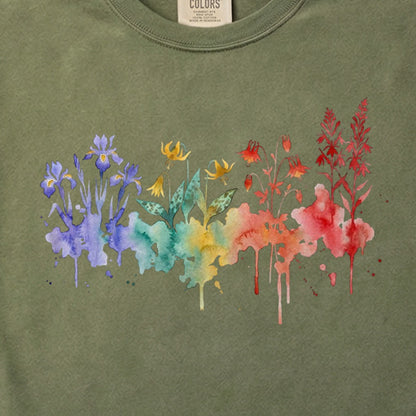 Watercolor New River Gorge Wildflowers Cotton T-Shirt