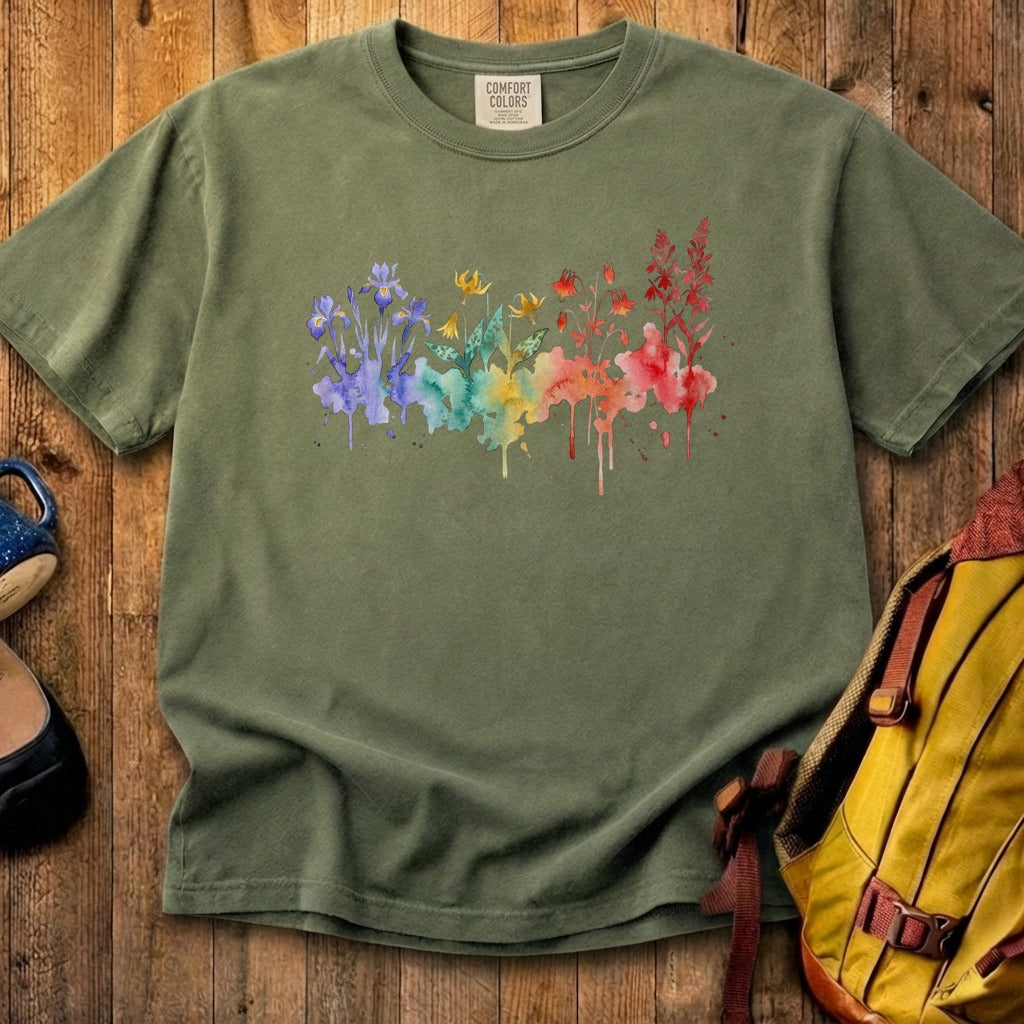 Watercolor New River Gorge Wildflowers Cotton T-Shirt