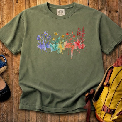 Watercolor New River Gorge Wildflowers Cotton T-Shirt