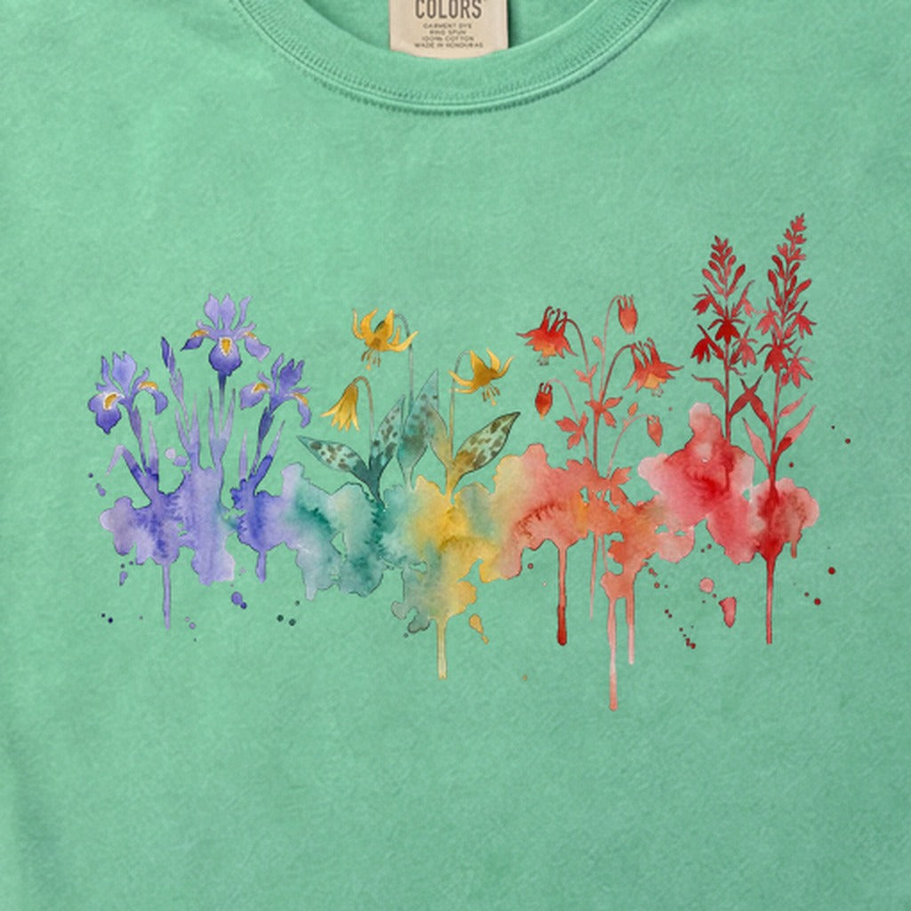 Watercolor New River Gorge Wildflowers Cotton T-Shirt
