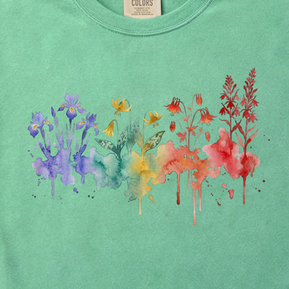 Watercolor New River Gorge Wildflowers Cotton T-Shirt