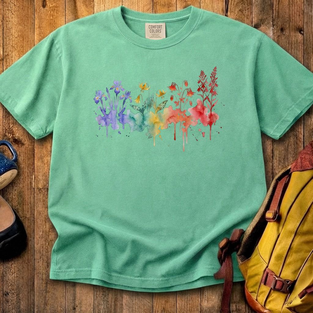 Watercolor New River Gorge Wildflowers Cotton T-Shirt