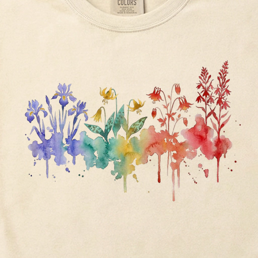 Watercolor New River Gorge Wildflowers Cotton T-Shirt