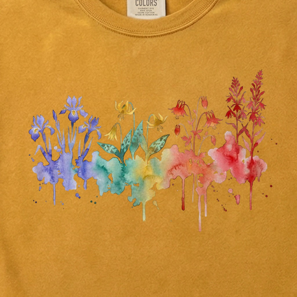 Watercolor New River Gorge Wildflowers Cotton T-Shirt
