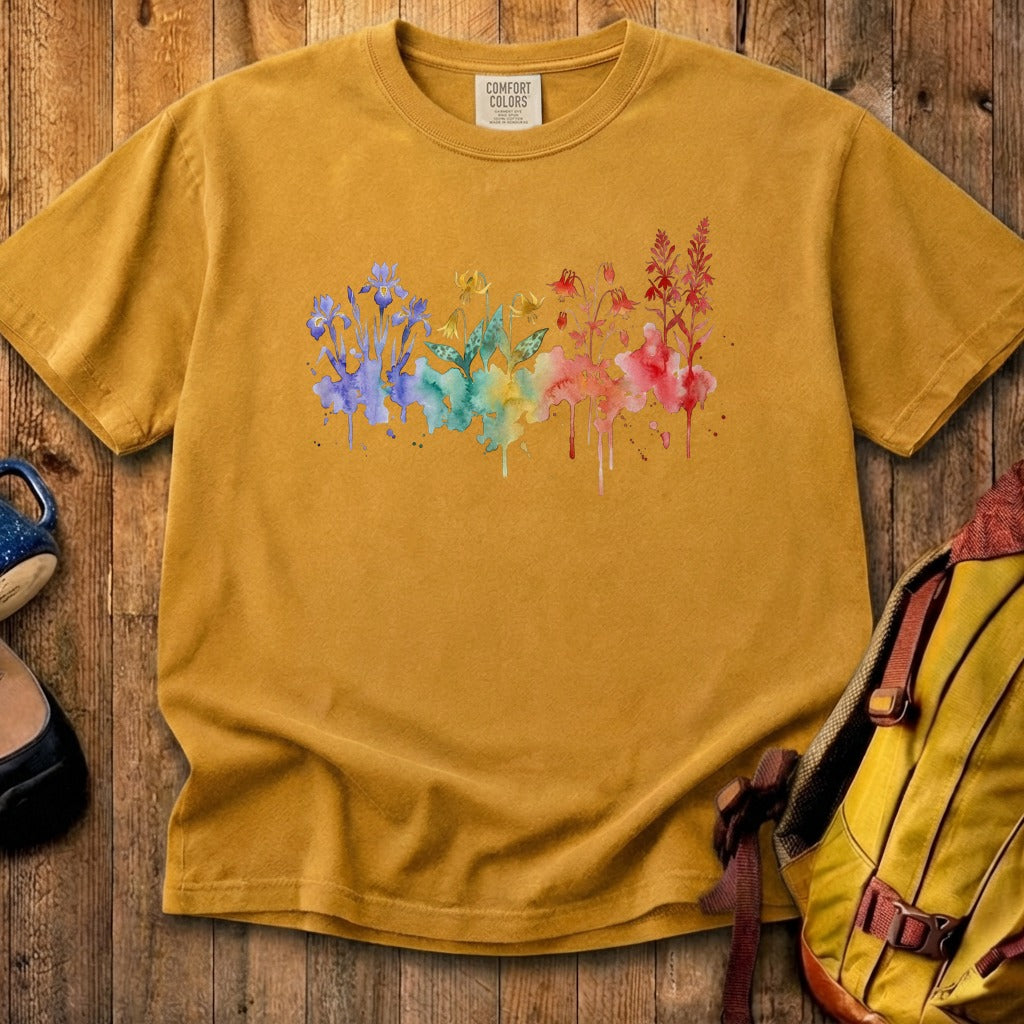 Watercolor New River Gorge Wildflowers Cotton T-Shirt