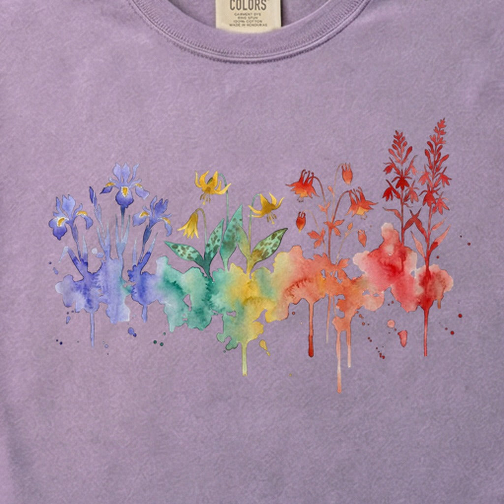 Watercolor New River Gorge Wildflowers Cotton T-Shirt