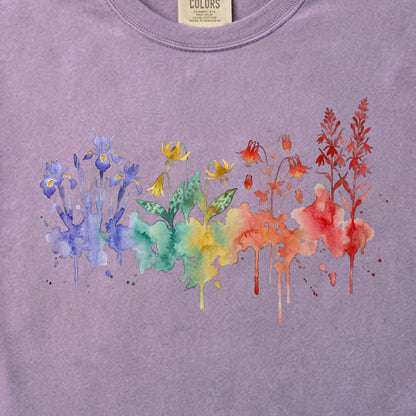 Watercolor New River Gorge Wildflowers Cotton T-Shirt