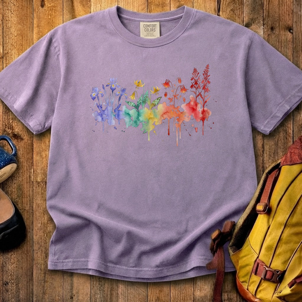 Watercolor New River Gorge Wildflowers Cotton T-Shirt