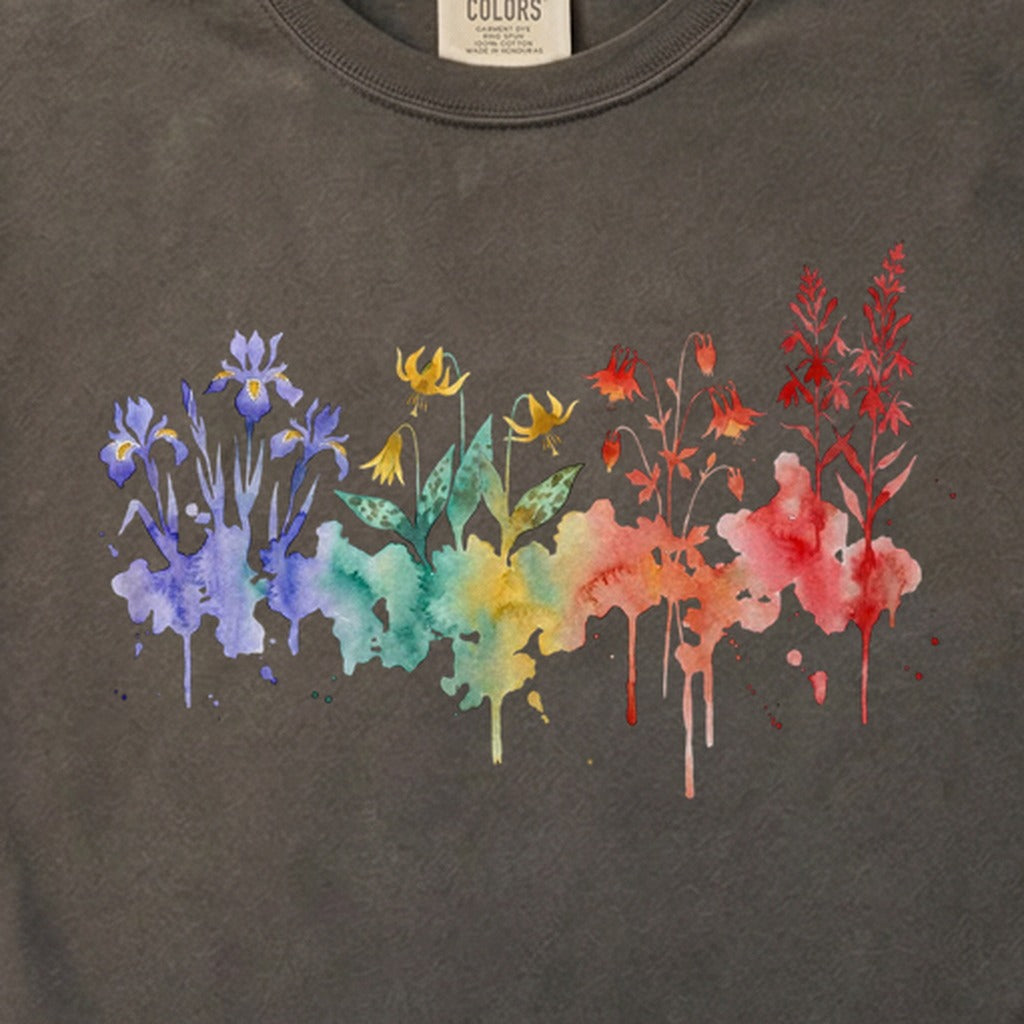 Watercolor New River Gorge Wildflowers Cotton T-Shirt
