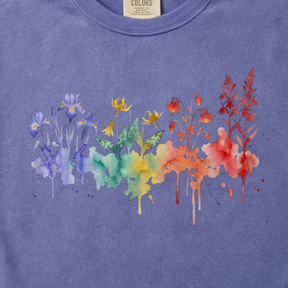 Watercolor New River Gorge Wildflowers Cotton T-Shirt