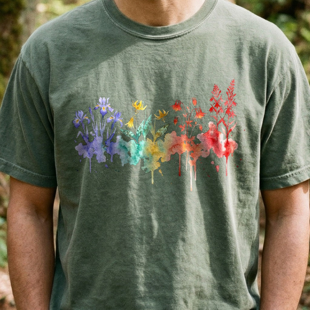 Watercolor New River Gorge Wildflowers Cotton T-Shirt
