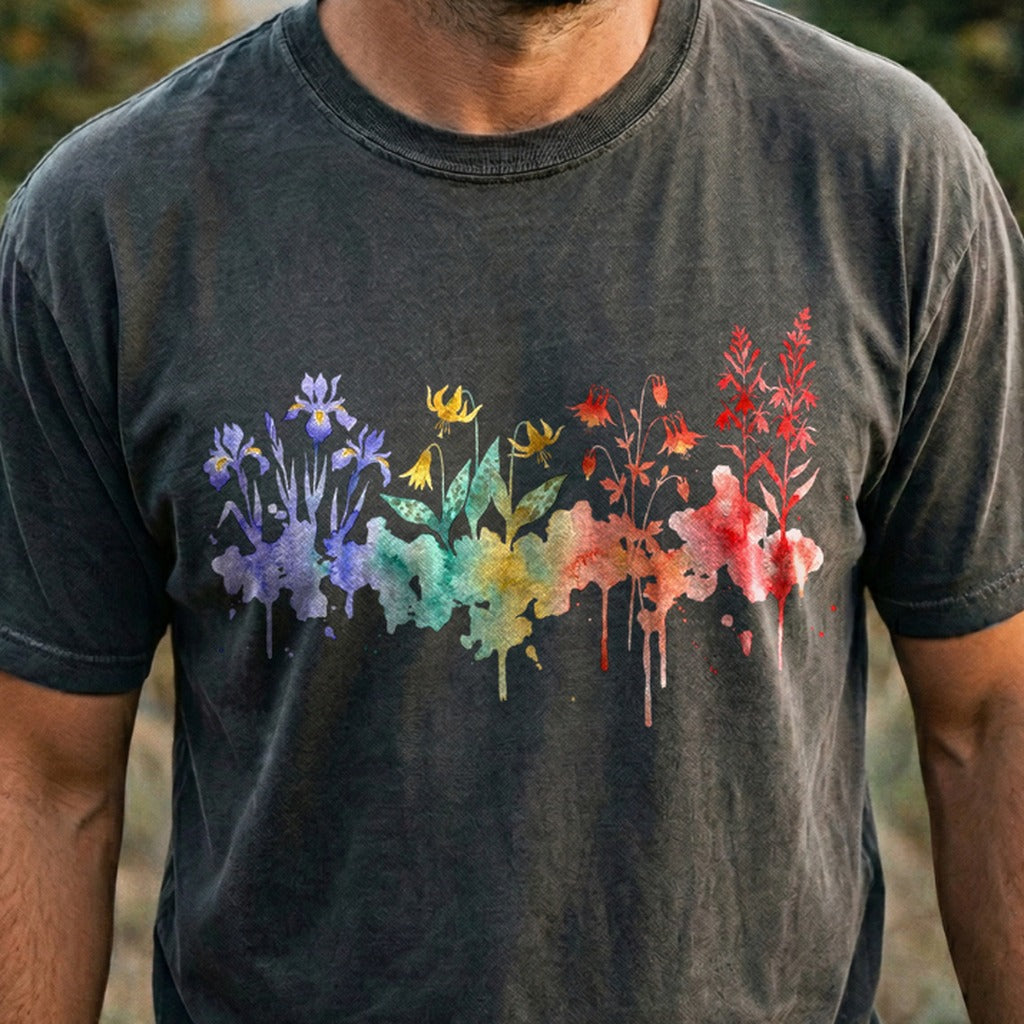 Watercolor New River Gorge Wildflowers Cotton T-Shirt