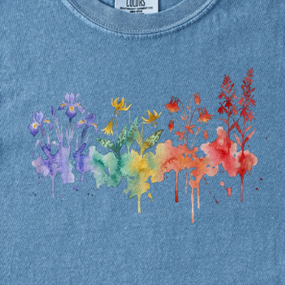 Watercolor New River Gorge Wildflowers Kids Cotton T-Shirt