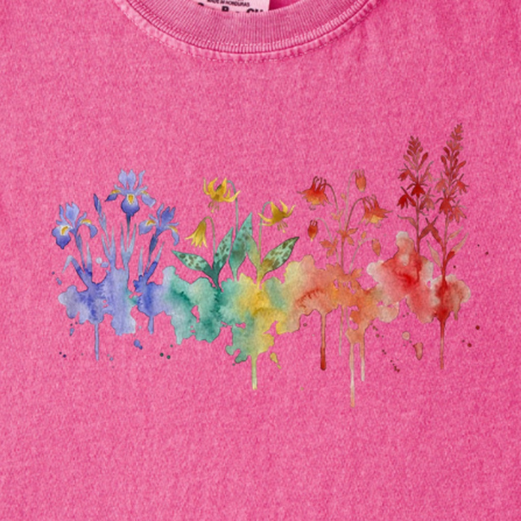 Watercolor New River Gorge Wildflowers Kids Cotton T-Shirt
