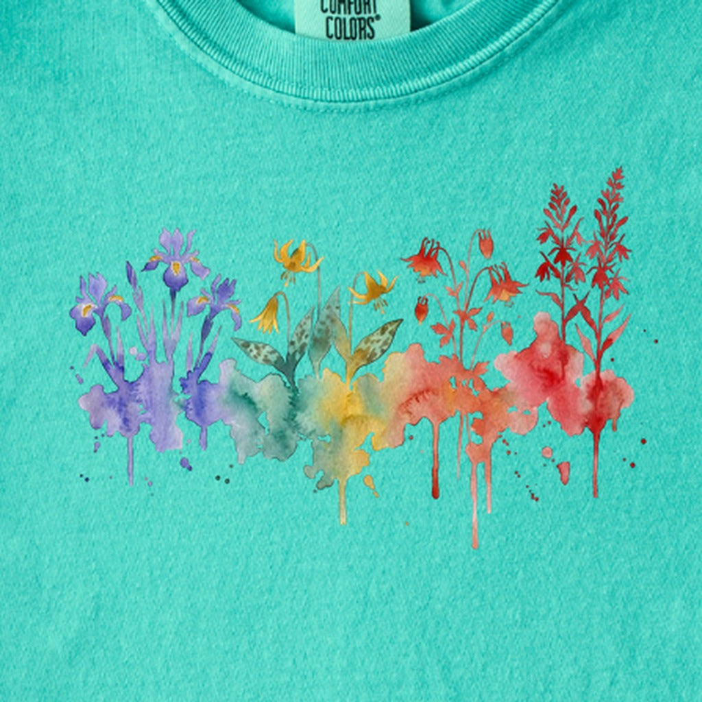 Watercolor New River Gorge Wildflowers Kids Cotton T-Shirt