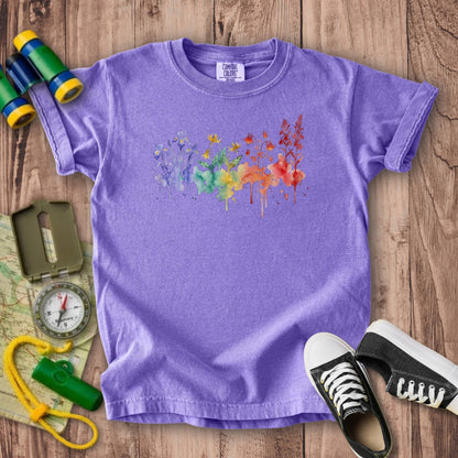 Watercolor New River Gorge Wildflowers Kids Cotton T-Shirt