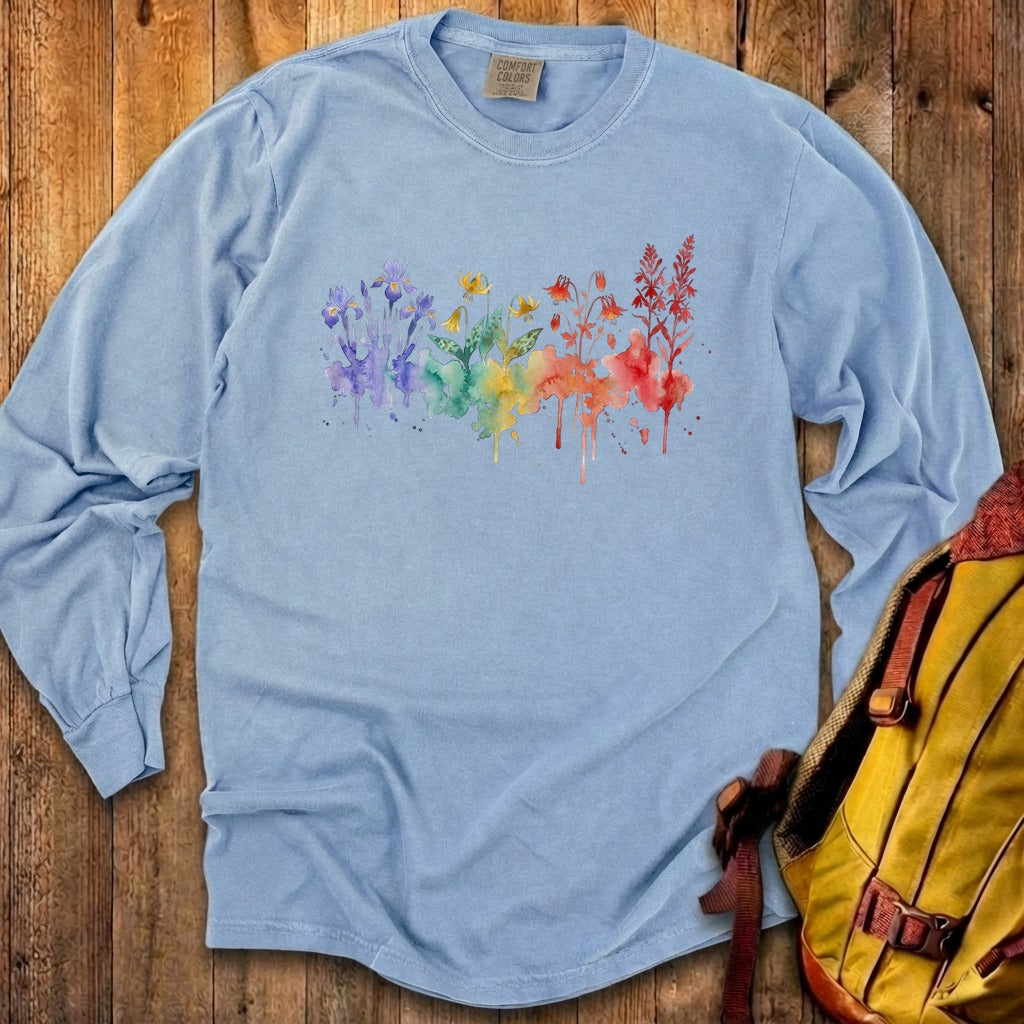 Watercolor New River Gorge Wildflowers Premium Long Sleeve