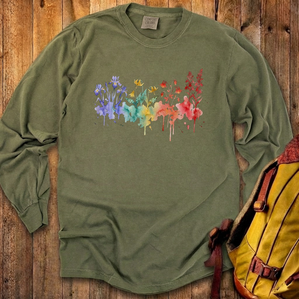 Watercolor New River Gorge Wildflowers Premium Long Sleeve
