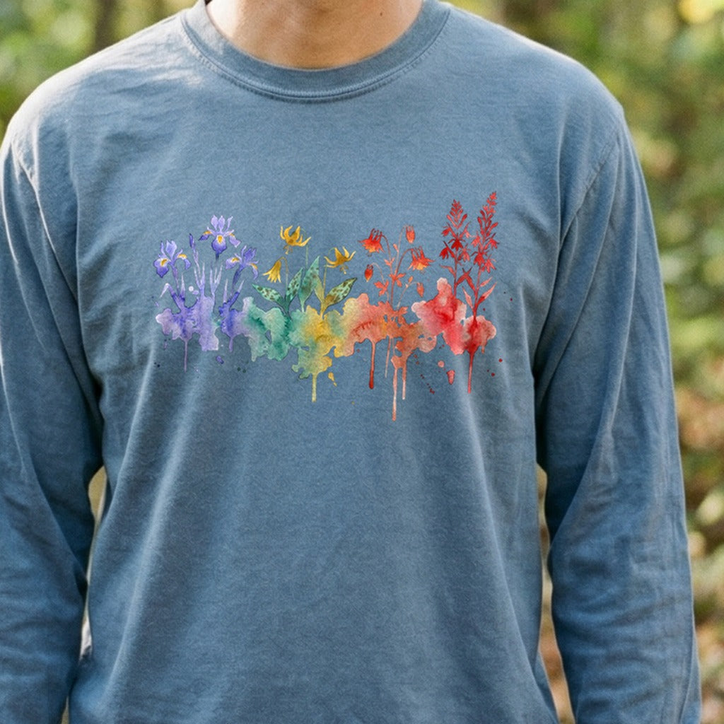 Watercolor New River Gorge Wildflowers Premium Long Sleeve