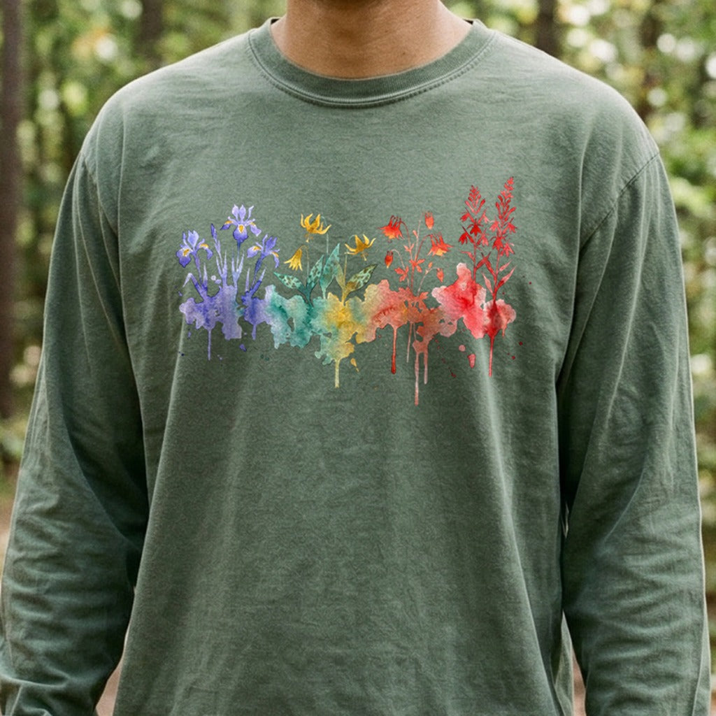 Watercolor New River Gorge Wildflowers Premium Long Sleeve