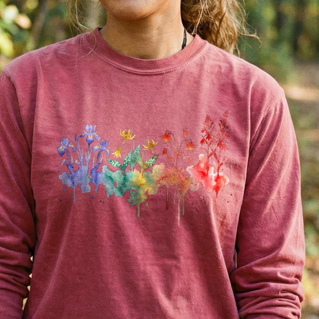 Watercolor New River Gorge Wildflowers Premium Long Sleeve