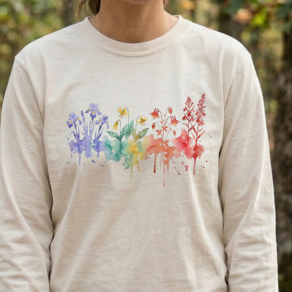 Watercolor New River Gorge Wildflowers Premium Long Sleeve