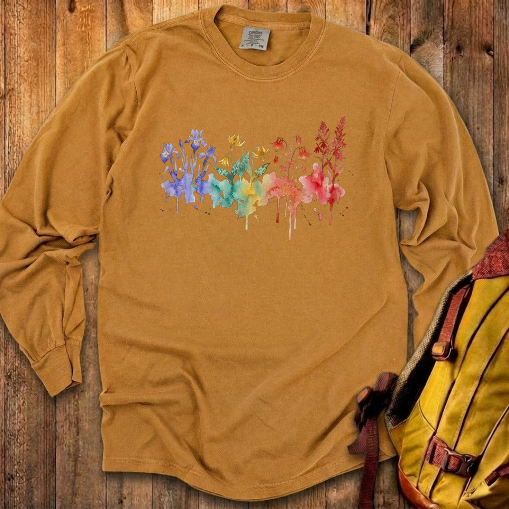 Watercolor New River Gorge Wildflowers Premium Long Sleeve