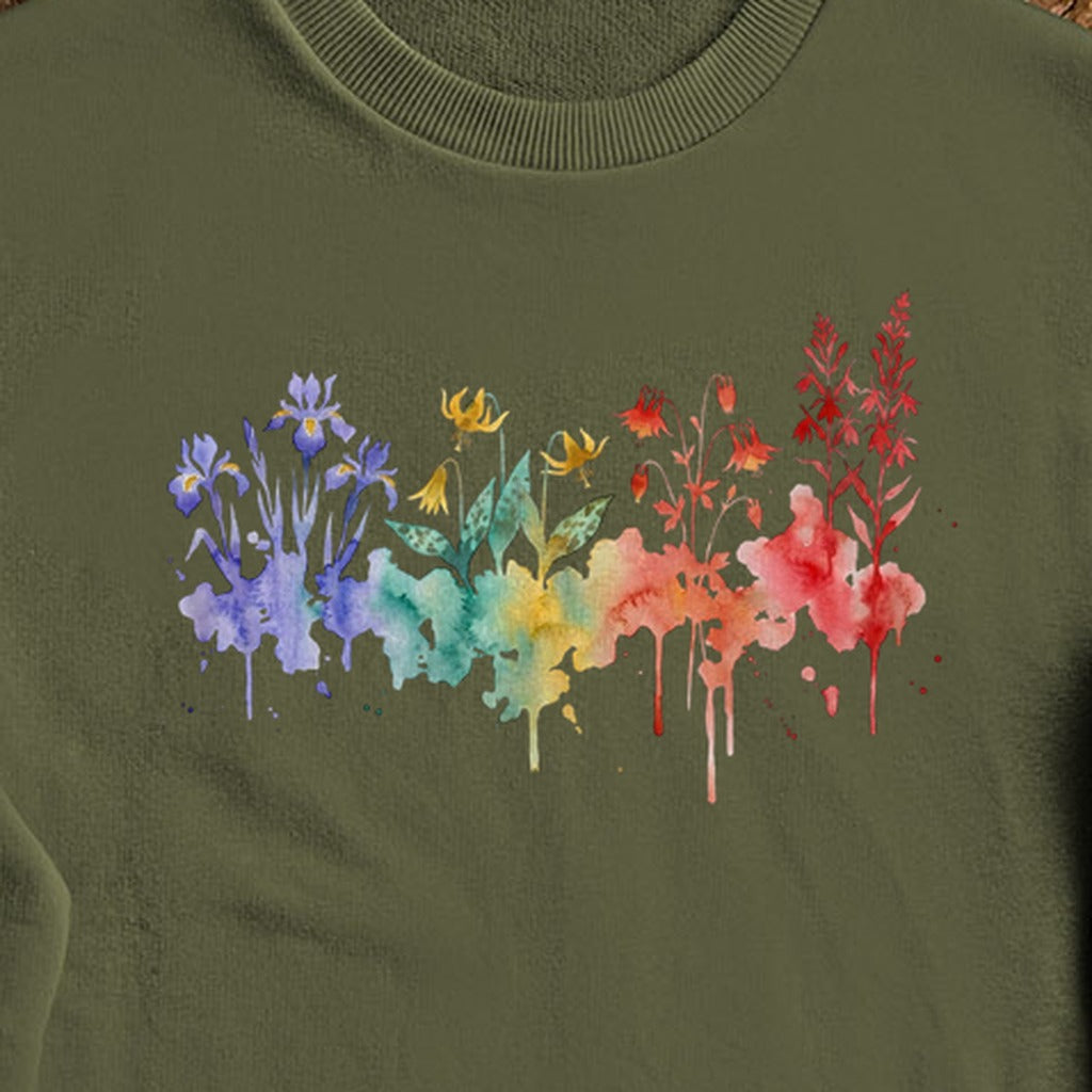 Watercolor New River Gorge Wildflowers Crewneck Sweatshirt