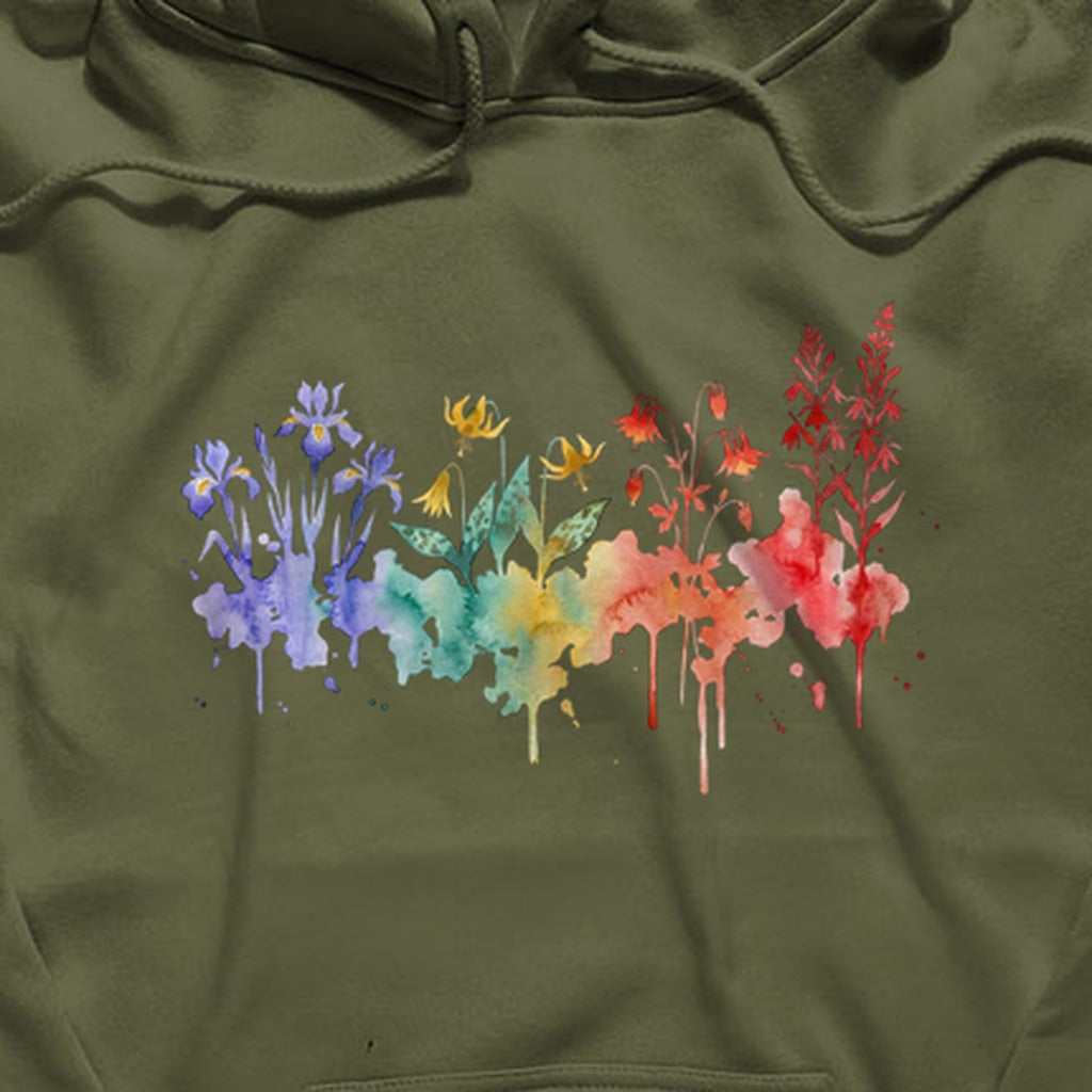 Watercolor New River Gorge Wildflowers Hoodie
