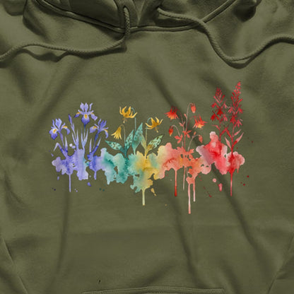 Watercolor New River Gorge Wildflowers Hoodie