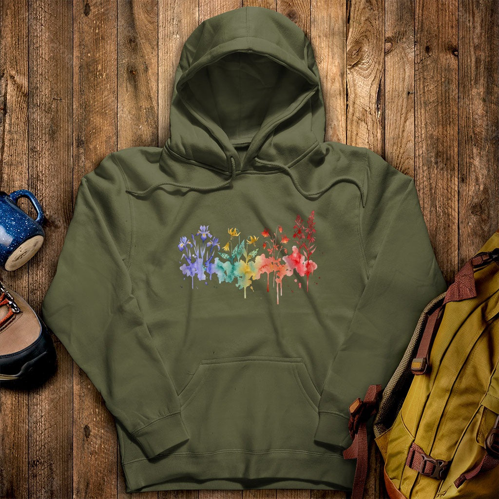 Watercolor New River Gorge Wildflowers Hoodie