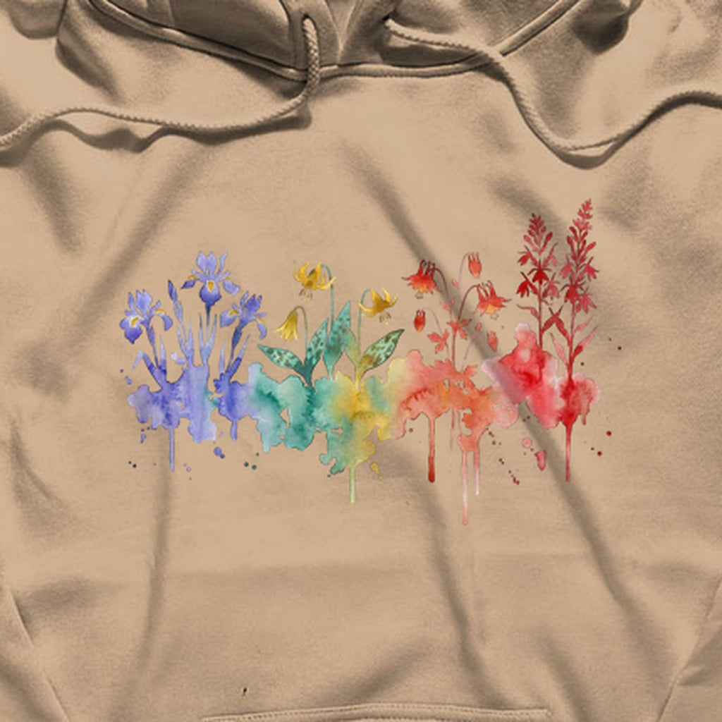 Watercolor New River Gorge Wildflowers Hoodie